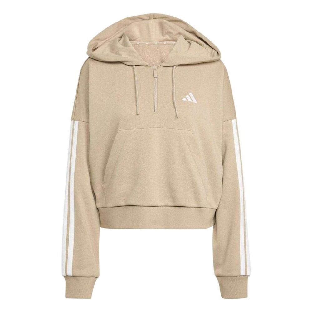 Adidas Womens/Ladies Sportswear Essentials Stripe Quarter Zip Hoodie / Sandstone